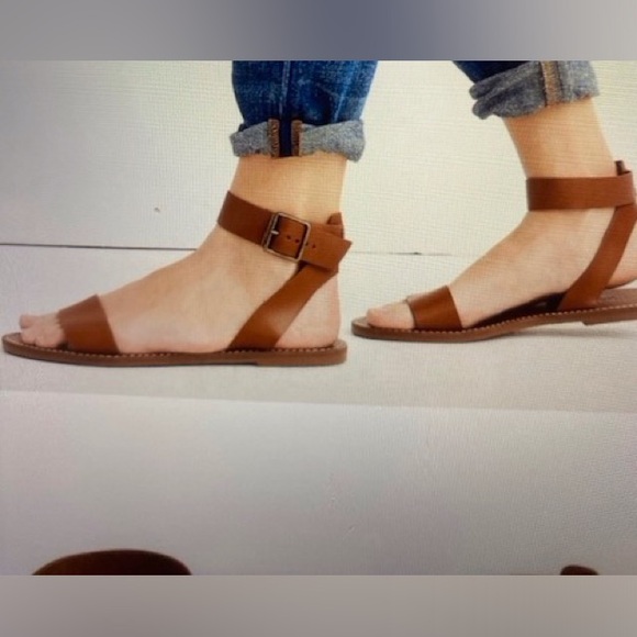 Madewell The Boardwalk Woman’s Cognac Leather Sandals, Size 8, New Without Tags - Picture 1 of 5